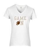 Epic Ladies Game On Football Varsity College Fan V-Neck Graphic T-Shirts