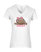 Epic Ladies Touchdown Season Football Cute Leopard V-Neck Graphic T-Shirts