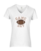 Epic Ladies Game Day Football Varsity Leopard Fan V-Neck Graphic T-Shirts