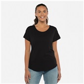 Womens 60/40 Cotton/Polyester Dolman-Short Sleeve, Relaxed Fit T-Shirt  BLACK Primary