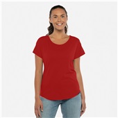 Womens 60/40 Cotton/Polyester Dolman-Short Sleeve, Relaxed Fit T-Shirt  RED Primary