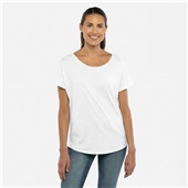 Womens 60/40 Cotton/Polyester Dolman-Short Sleeve, Relaxed Fit T-Shirt  WHITE Primary
