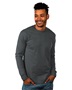 Mens/Womens Unisex Heavyweight 100%-Cotton Relaxed-Fit Long Sleeve T-Shirt GRAPHITE BLACK Primary