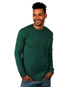 Mens/Womens Unisex Heavyweight 100%-Cotton Relaxed-Fit Long Sleeve T-Shirt  Forest Green Primary