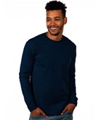 Mens/Womens Unisex Heavyweight 100%-Cotton Relaxed-Fit Long Sleeve T-Shirt  MIDNIGHT NAVY Primary