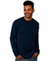 Mens/Womens Unisex Heavyweight 100%-Cotton Relaxed-Fit Long Sleeve T-Shirt MIDNIGHT NAVY Primary