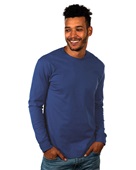 Mens/Womens Unisex Heavyweight 100%-Cotton Relaxed-Fit Long Sleeve T-Shirt  COOL BLUE Primary