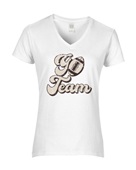 Epic Ladies Go Team Football Grunge Varsity College V-Neck Graphic T-Shirts