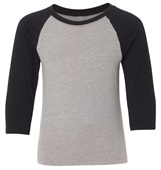 Next Level Youth CVC 3/4 Raglan T-Shirt 3352 BLACK/DARK HEATHER GRAY Primary