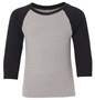  Youth 60/40 Cotton-Poly,  3/4 Sleeve Raglan Baseball / Leasure T-Shirt BLACK/DARK HEATHER GRAY Primary