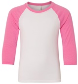 Next Level Youth CVC 3/4 Raglan T-Shirt 3352 HOT PINK/WHITE Primary