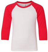 Next Level Youth CVC 3/4 Raglan T-Shirt 3352 RED/WHITE Primary