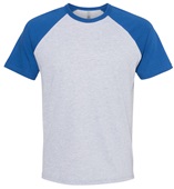 Mens/Womens Unisex Cotton Raglan Short Sleeve T-Shirt  ROYAL/HEATHER GRAY Primary