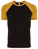 Mens/Womens Unisex Cotton Raglan Short Sleeve T-Shirt  ANTIQUE GOLD/BLACK Primary
