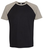 Mens/Womens Unisex Cotton Raglan Short Sleeve T-Shirt  WARM GRAY/BLACK Primary