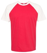 Mens/Womens Unisex Cotton Raglan Short Sleeve T-Shirt  NATURAL/RED Primary