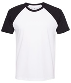 Mens/Womens Unisex Cotton Raglan Short Sleeve T-Shirt  BLACK/WHITE Primary