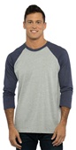 Mens/Womens Unisex CVC, 2-Color, 3/4-Sleeve Raglan T-Shirt MIDNIGHT NAVY/DARK HEATHER GRAY Primary