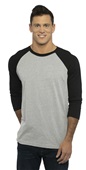 Mens/Womens Unisex CVC, 2-Color, 3/4-Sleeve Raglan T-Shirt BLACK/DARK HEATHER GRAY Primary