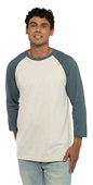 Mens/Womens Unisex CVC, 2-Color, 3/4-Sleeve Raglan T-Shirt INDIGO/SILK Primary