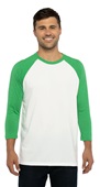 Mens/Womens Unisex CVC, 2-Color, 3/4-Sleeve Raglan T-Shirt KELLY GREEN/WHITE Primary