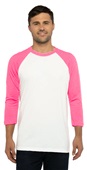 Mens/Womens Unisex CVC, 2-Color, 3/4-Sleeve Raglan T-Shirt HOT PINK/WHITE Primary