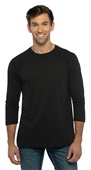 Mens/Womens Unisex CVC, 2-Color, 3/4-Sleeve Raglan T-Shirt BLACK/BLACK Primary