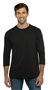 Mens/Womens Unisex CVC, 2-Color, 3/4-Sleeve Raglan T-Shirt BLACK/BLACK Primary