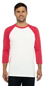 Mens/Womens Unisex CVC, 2-Color, 3/4-Sleeve Raglan T-Shirt RED/WHITE Primary