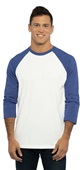 Mens/Womens Unisex CVC, 2-Color, 3/4-Sleeve Raglan T-Shirt ROYAL/WHITE Primary