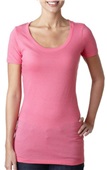  Women's 100%-Cotton Scoop Neck Short Sleeve T-Shirt HOT PINK Primary