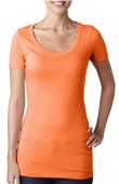Women's 100%-Cotton Scoop Neck Short Sleeve T-Shirt LIGHT ORANGE Primary