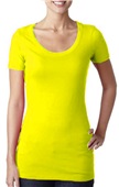  Women's 100%-Cotton Scoop Neck Short Sleeve T-Shirt NEON YELLOW Primary