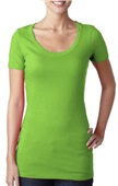  Women's 100%-Cotton Scoop Neck Short Sleeve T-Shirt APPLE GREEN Primary