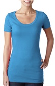  Women's 100%-Cotton Scoop Neck Short Sleeve T-Shirt TAHITI BLUE Primary