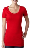  Women's 100%-Cotton Scoop Neck Short Sleeve T-Shirt RED Primary