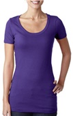  Women's 100%-Cotton Scoop Neck Short Sleeve T-Shirt PURPLE RUSH Primary