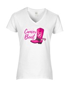 Epic Ladies Give Cancer the Boot Breast Cancer BCA V-Neck Graphic T-Shirts