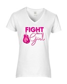 Epic Ladies Fight Like A Girl Breast Cancer BCA V-Neck Graphic T-Shirts