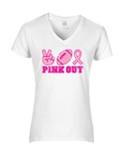 Epic Ladies Pink Out Football Vintage Breast Cancer V-Neck Graphic T-Shirts