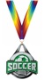 SILVER MEDAL/TIE-DYE RAINBOW NECK RIBBON