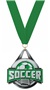 SILVER MEDAL/GREEN NECK RIBBON