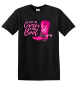 Epic Adult/Youth Give Cancer the Boot BCA Cowboy Western Cotton Graphic T-Shirts