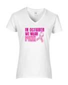 Epic Ladies In October We Wear Pink Vintage BCA V-Neck Graphic T-Shirts