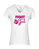Epic Ladies Fight Like A Girl Cancer BCA Shadow V-Neck Graphic T-Shirts