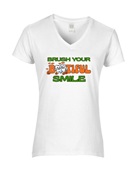 Epic Ladies Brush Your BOOtiful Smile Teeth Dental V-Neck Graphic T-Shirts