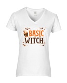 Epic Ladies Basic Witch Pumpkin Spice Latte Season V-Neck Graphic T-Shirts
