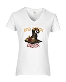 Epic Ladies Bad Witch Energy Skull Pumpkin Hat V-Neck Graphic T-Shirts