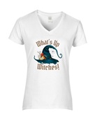 Epic Ladies What's Up Witches Halloween Spider Hat V-Neck Graphic T-Shirts