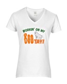 Epic Ladies Workin' On My BOOtay Bootie Ghost Squats V-Neck Graphic T-Shirts